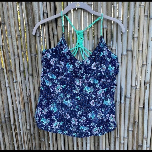 Xhilaration Boho Halter Braided Blue Tankini - Picture 3 of 9